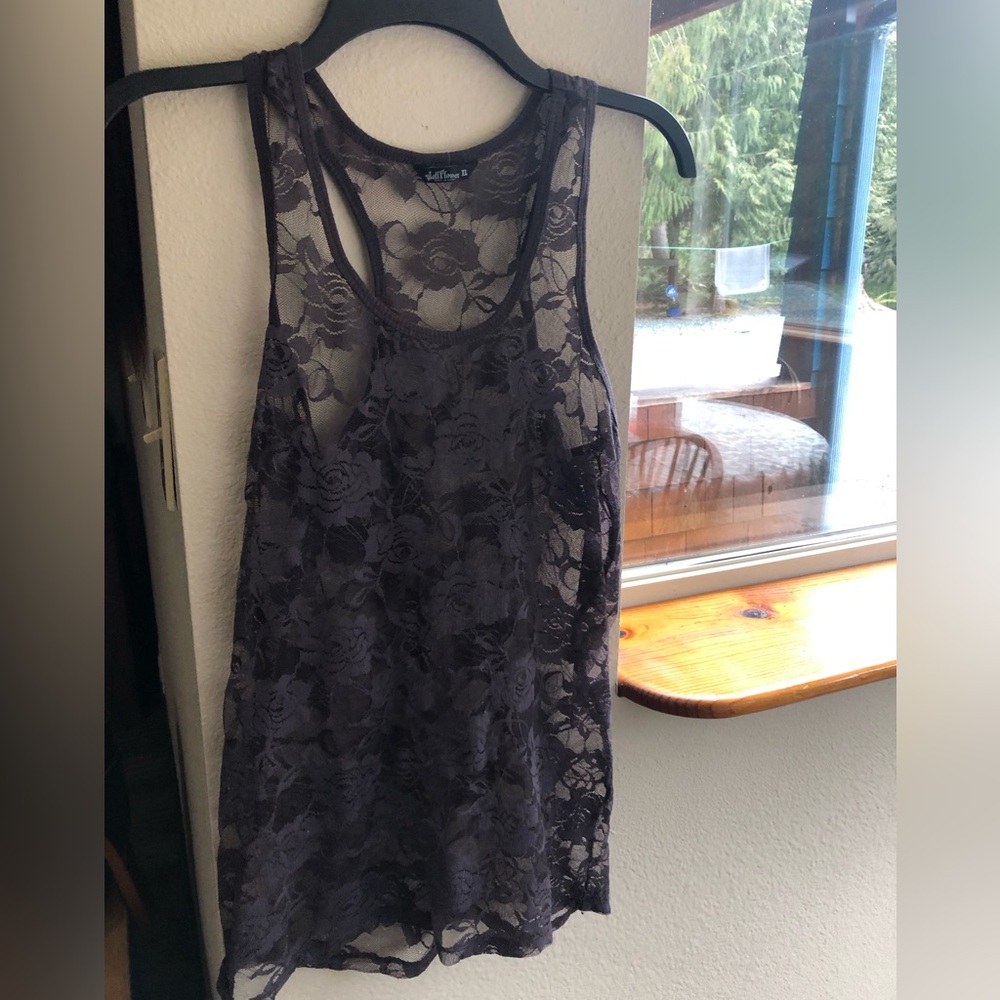 Wildflower Black Lace Racerback Tank Size L